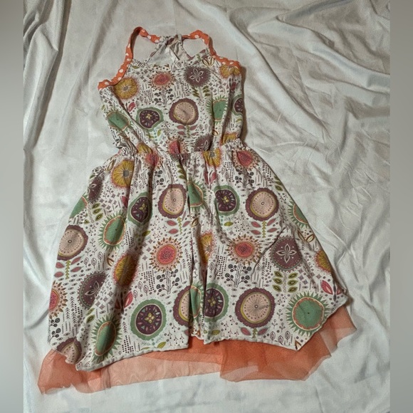 435 Matilda Jane Happy and Free All Ashore circle Floral Dress Size 10 Orange - Picture 1 of 10